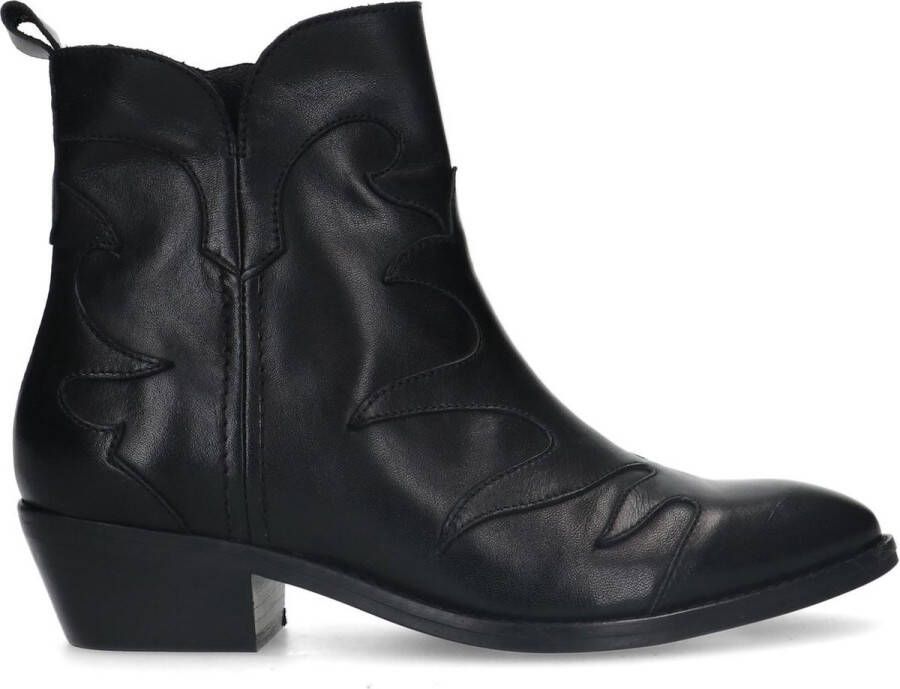 Manfield Dames Zwarte leren cowboy laarzen