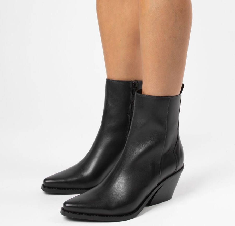 Manfield Dames Zwarte leren cowboylaarzen