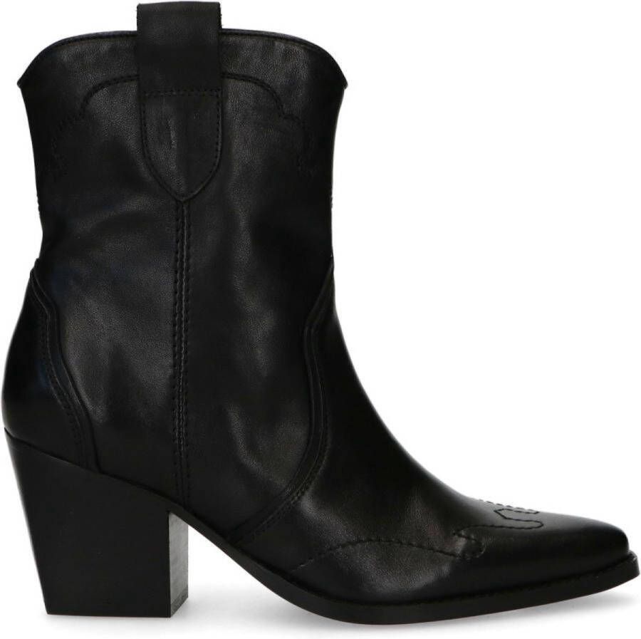Manfield Dames Zwarte leren cowboylaarzen