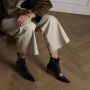 Manfield Dames Zwarte leren croco enkellaarsjes met hak - Thumbnail 2