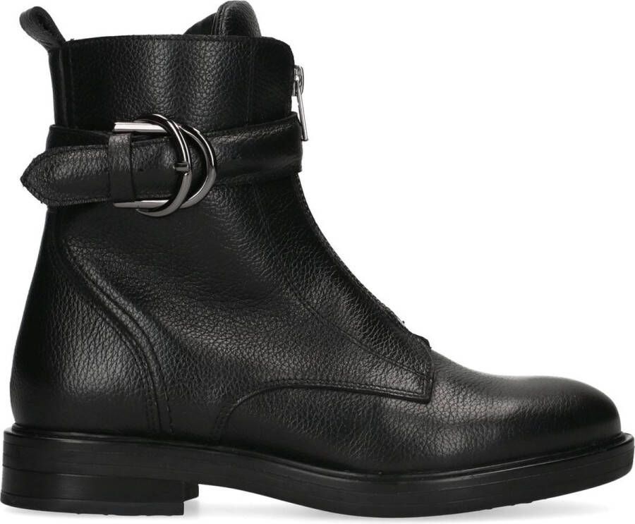 Manfield Dames Zwarte leren enkellaarsjes - Foto 2