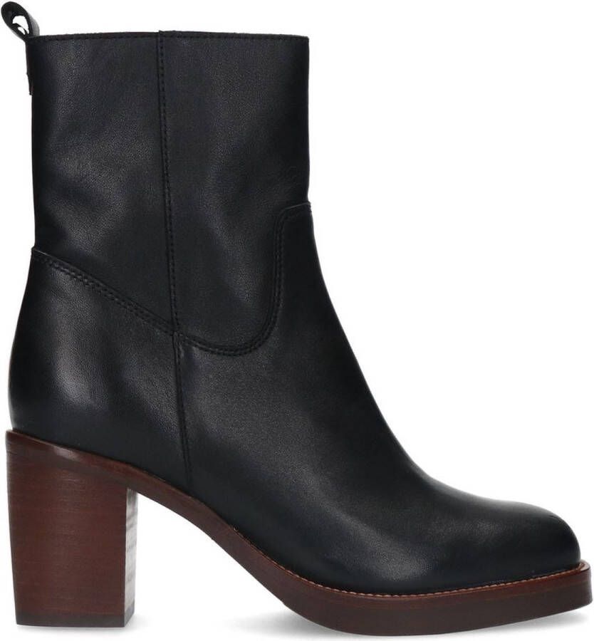 Manfield Dames Zwarte leren enkellaarsjes met hak - Foto 2