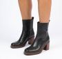 Manfield Dames Zwarte leren enkellaarsjes met hak - Thumbnail 2