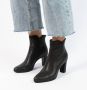 Manfield Dames Zwarte leren enkellaarsjes met hak - Thumbnail 3