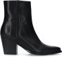 Manfield Dames Zwarte leren enkellaarsjes met hak - Thumbnail 2