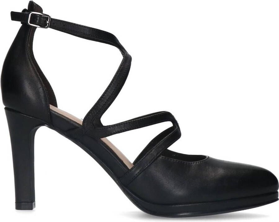 Manfield Dames Zwarte leren gesloten pumps