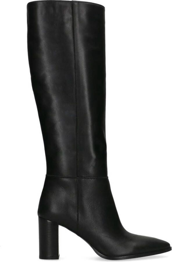 Manfield Dames Zwarte leren hoge laarzen met hak - Foto 2