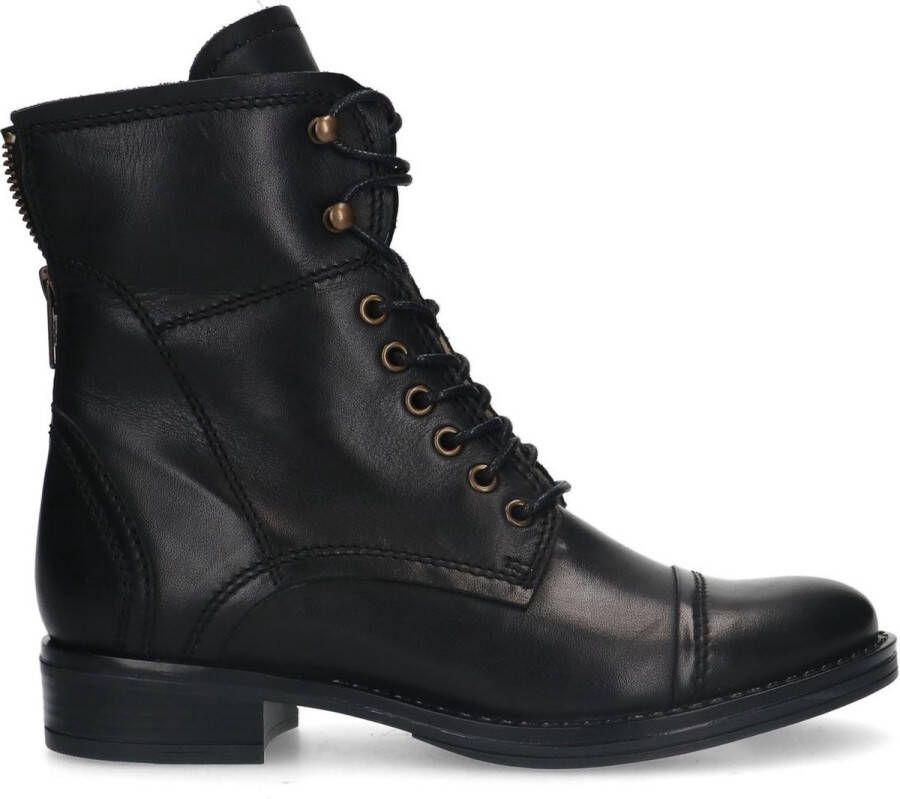 Manfield Dames Zwarte leren laarzen met bont voering - Foto 2