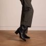 Manfield Dames Zwarte leren laarzen met hak - Thumbnail 2