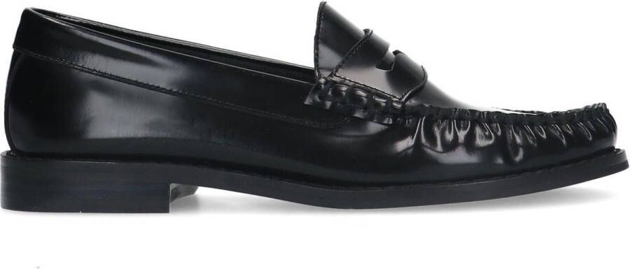 Manfield Dames Zwarte leren loafers