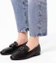 Manfield Dames Zwarte leren loafers met detail - Thumbnail 2