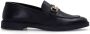 Manfield Dames Zwarte leren loafers met goudkleurig detail - Thumbnail 2