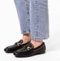 Manfield Dames Zwarte leren loafers met goudkleurige studs - Thumbnail 2