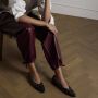 Manfield Dames Zwarte leren loafers met studs - Thumbnail 2