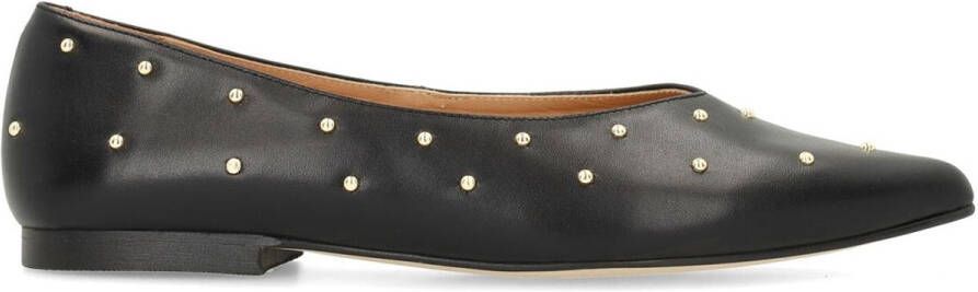 Manfield Dames Zwarte leren loafers met studs
