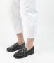 Manfield Dames Zwarte leren loafers met vierkanten chain - Thumbnail 4