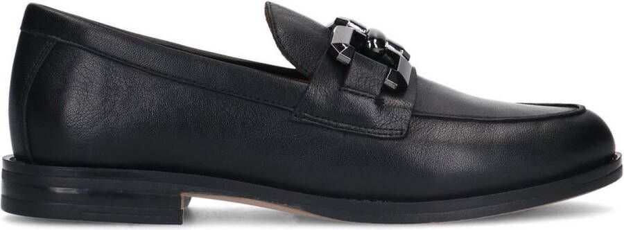 Manfield Dames Zwarte leren loafers met vierkanten chain - Foto 2