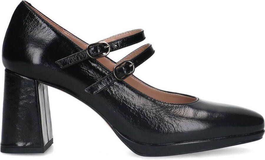 Manfield Dames Zwarte leren mary jane pumps - Foto 2