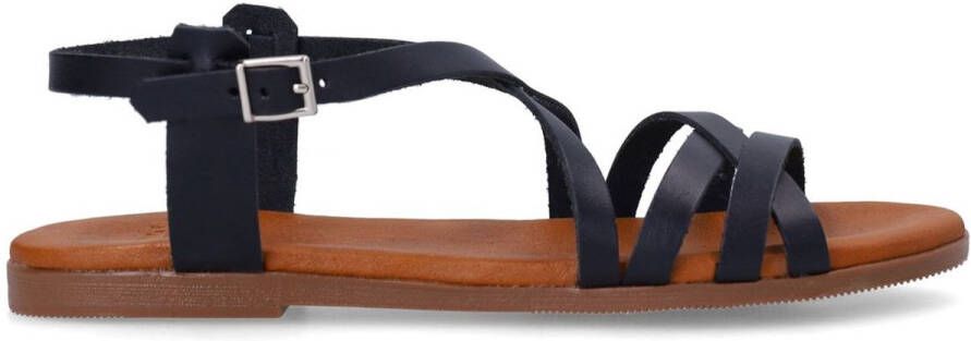 Manfield Dames Zwarte leren sandalen