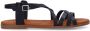 Manfield Dames Zwarte leren sandalen - Thumbnail 2