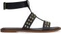 Manfield Dames Zwarte leren sandalen met studs - Thumbnail 2