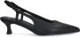 Manfield Dames PRE ORDER Zwarte leren slingback pumps - Thumbnail 7