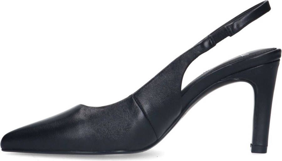 Manfield Dames Zwarte leren slingbacks - Foto 2