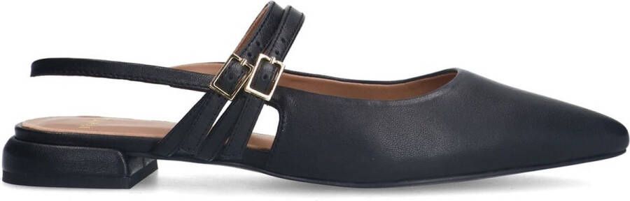 Manfield Dames Zwarte leren slingbacks met dubbele bandjes - Foto 2
