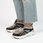 Manfield Dames Zwarte leren sneakers met mesh details - Thumbnail 1
