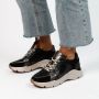 Manfield Dames Zwarte leren sneakers met suède details - Thumbnail 2