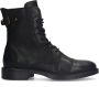 Manfield Dames Zwarte leren veterboots - Thumbnail 2