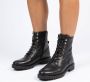 Manfield Dames Zwarte leren veterlaarsjes - Thumbnail 2