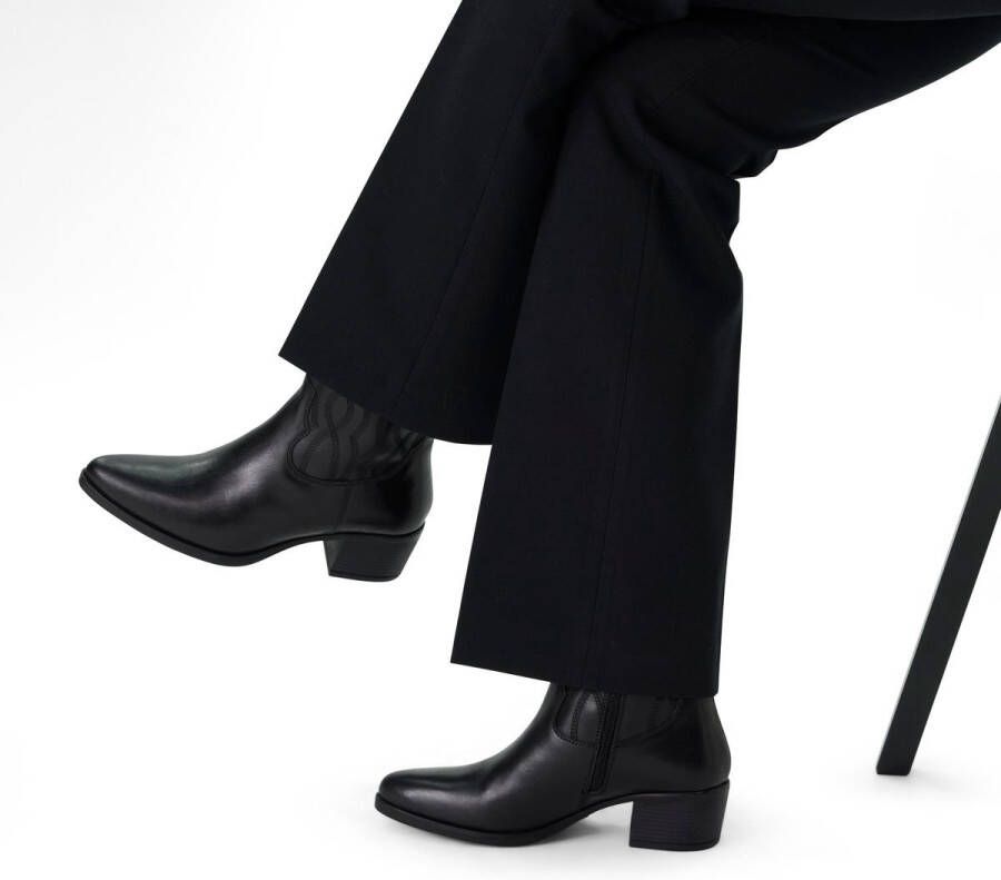 Manfield Dames Zwarte leren westernlaarsjes