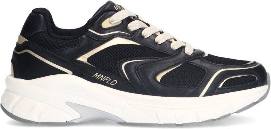 Manfield Dames Zwarte sneakers met mesh details