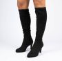 Manfield Dames Zwarte stretch laarzen met hak - Thumbnail 5