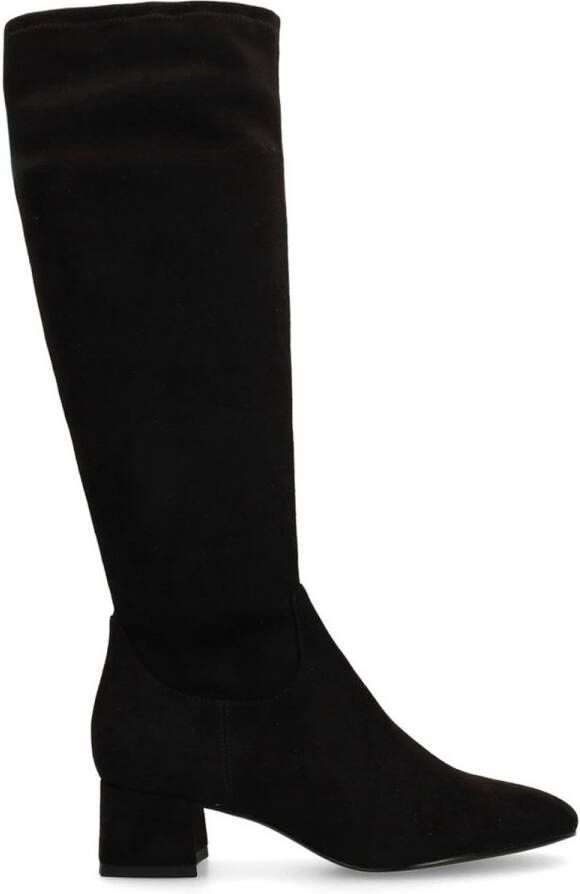 Manfield Dames Zwarte stretch laarzen met hak