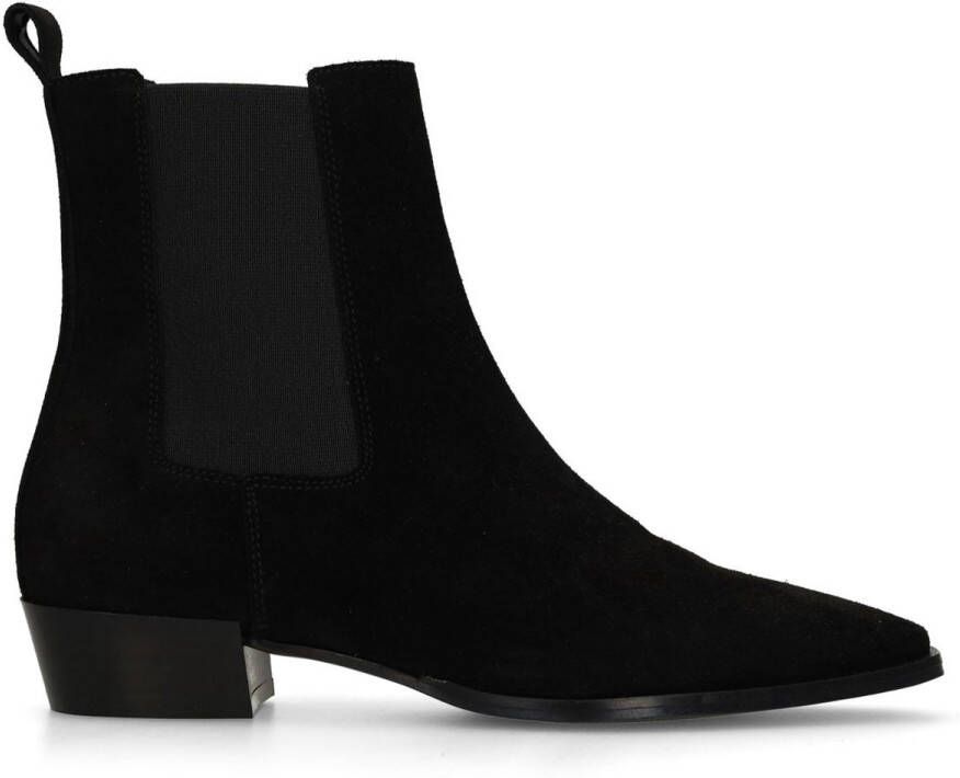 Manfield Dames Zwarte suède chelsea boots