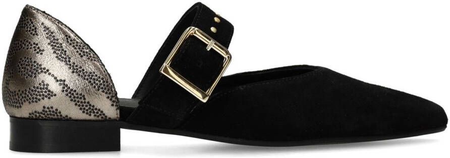 Manfield Dames Zwarte suède loafers