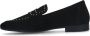 Manfield Dames Zwarte suède loafers met goudkleurige studs - Thumbnail 6
