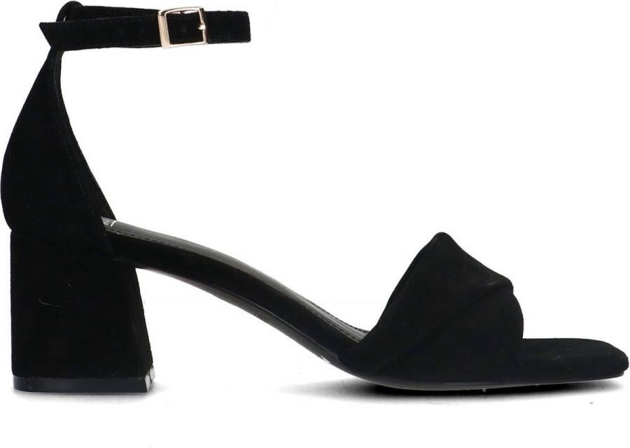 Manfield Dames Zwarte suède sandalen met hak - Foto 2