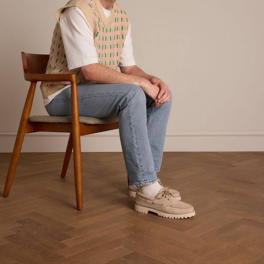 Manfield Heren Beige nubuck veterschoenen