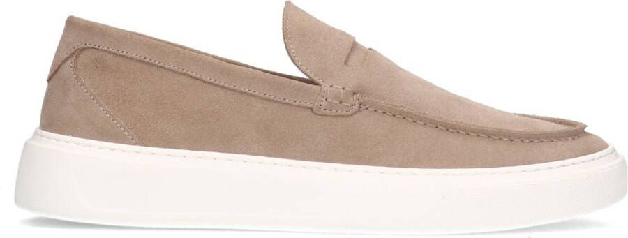Manfield Heren Beige suède loafers met sportieve zool