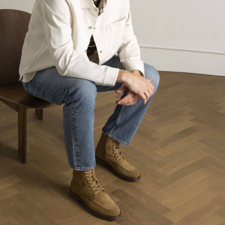 Manfield Heren Beige suède veterboots