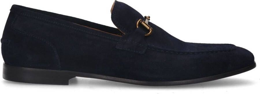 Manfield suède loafers met gesp donkerblauw