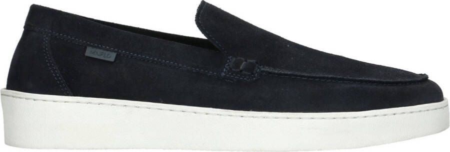 Manfield Heren Blauwe suède loafers