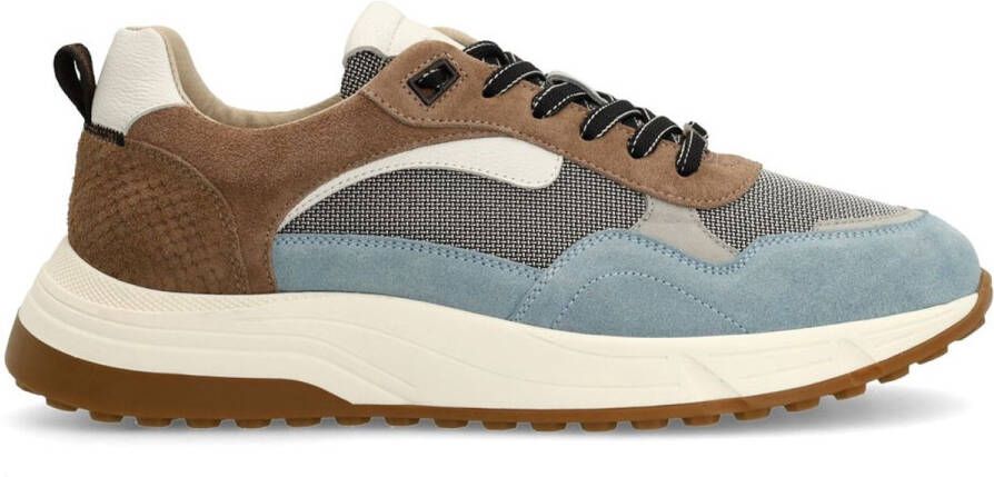 Manfield Heren Blauwe suède sneakers