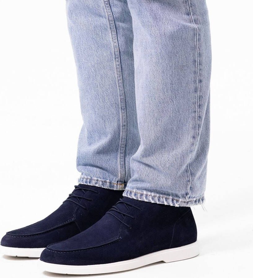 Manfield Heren Blauwe suède veterboots