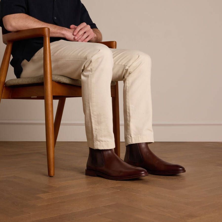 Manfield Heren Bruine leren chelsea boots
