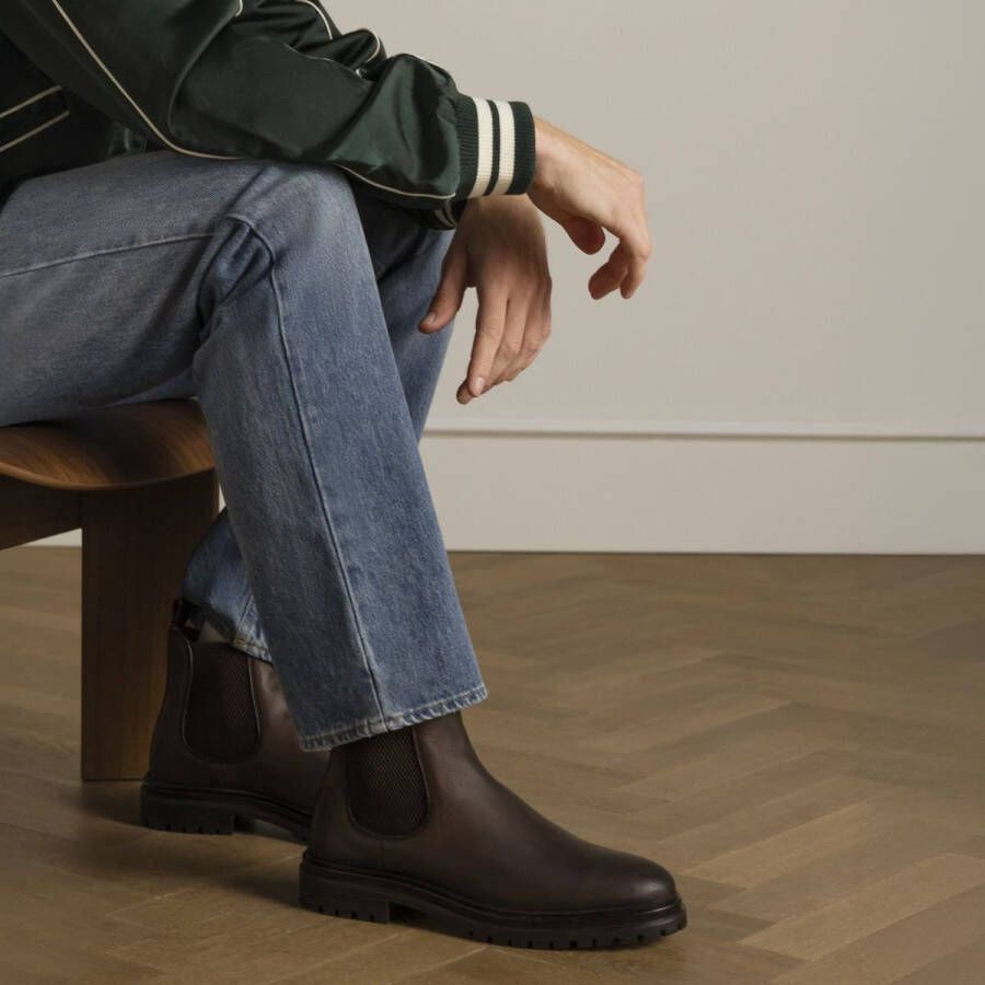 Manfield Heren Bruine leren chelsea boots