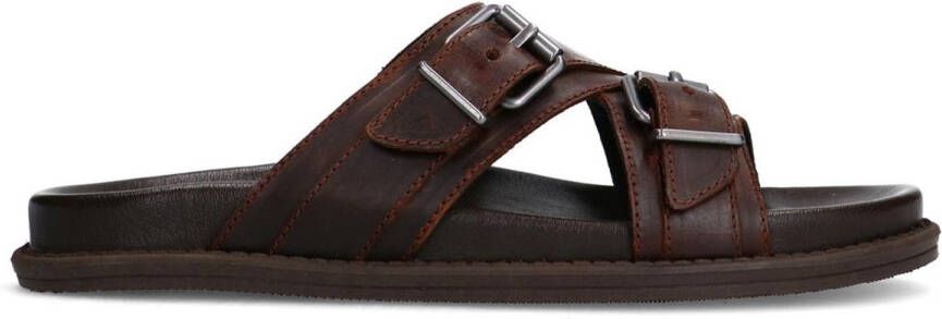 Manfield Heren Bruine leren slippers